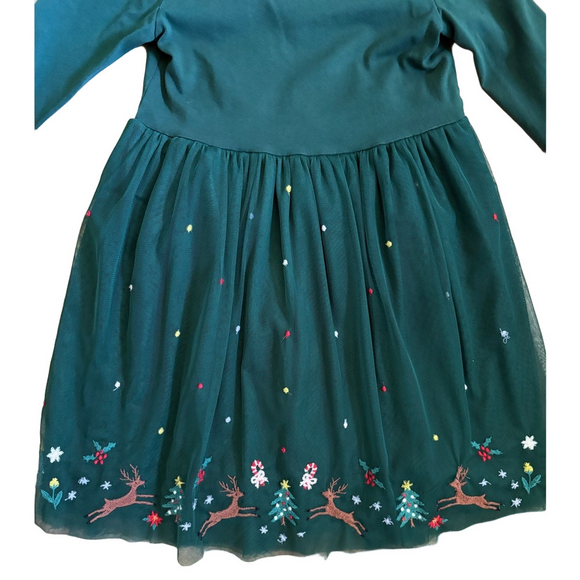 Hanna Andersson Green Embroidered A-Line Reindeer Dress - Picture 6 of 6